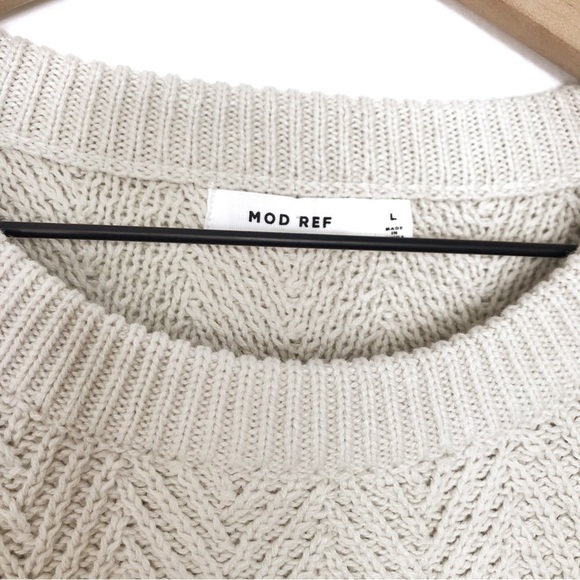 MOD REF Crew Neck Chevron Knit Crop Sweater L - Picture 5 of 8